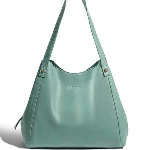 Green Leather Shoulder Bag with Minimalist Design